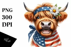Proud Highland Cow with Daisy | Sublimation | Clipart Product Image 3