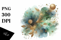 Colorful Watercolor Greenish Foil | Sublimation Clipart Product Image 1