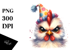 Funny Chicken Portrait Party Hat Clipart Product Image 1