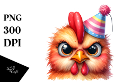 Funny Chicken Portrait Party Hat Clipart Product Image 1