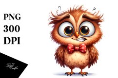 Funny Owl Standing Big Eyes Clipart Product Image 1