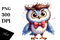 Funny Owl Standing Big Eyes Clipart Product Image 1