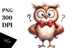 Funny Owl Standing Big Eyes Clipart Product Image 1