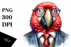 Vibrant Parrot Portrait Suit Retro Clipart Product Image 1