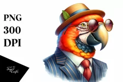 Vibrant Parrot Portrait Suit Retro Clipart Product Image 1