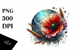 Wooden Stained Poppy | Sublimation | Clipart Product Image 1