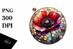 Colorful Stained Flower Poppy | Sublimation | Clipart Product Image 3