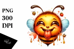 Vibrant Bee Portrait Tongue Wind Clipart Product Image 1