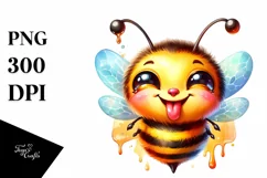 Vibrant Bee Portrait Tongue Wind Clipart Product Image 3