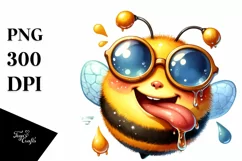 Vibrant Bee Portrait Tongue Wind Clipart Product Image 3