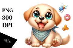 Cute Baby Labrador Retriever, Vibrant PNG Product Image 1