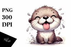 Funny Otter Smiling in the Wind | Humor Clipart Product Image 1