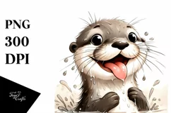 Funny Otter Smiling in the Wind | Humor Clipart Product Image 1