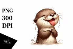 Funny Otter Smiling in the Wind | Humor Clipart Product Image 3