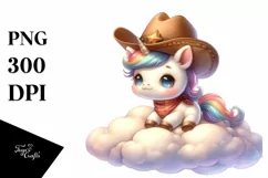 Baby Unicorn Cowboy Lofty Cloud | Sublimation | Clipart Product Image 3