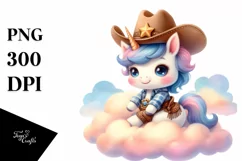 Baby Unicorn Cowboy Lofty Cloud | Sublimation | Clipart Product Image 1