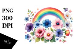 Rainbow Flowers Watercolor Design Product Image 1
