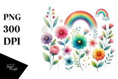 Rainbow Flowers Watercolor Design Product Image 1