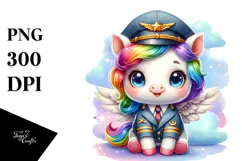 Charming Baby Unicorn with Aviator Suit PNG Product Image 1