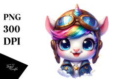 Adorable Unicorn in Aviator Suit PNG Product Image 1