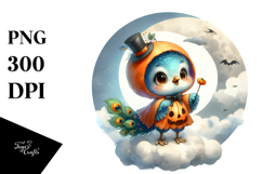 Cute Baby Peacock Halloween Retro PNG Product Image 1