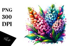 Colorful Stained Hyacinth Watercolor Clipart Product Image 1