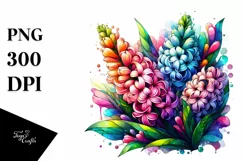 Colorful Stained Hyacinth Watercolor Clipart Product Image 1