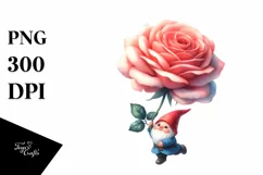 Baby Gnome Floating Large Rose | Sublimation | Clipart Product Image 3