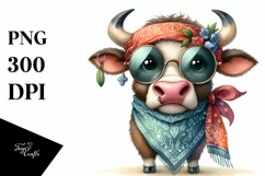 Funny Bull Standing Bandana Watercolor Product Image 1