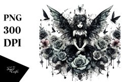 Watercolor Washed Gothic Fairy | Sublimation Clipart Product Image 1