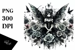 Watercolor Washed Gothic Fairy | Sublimation Clipart Product Image 1