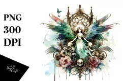 Watercolor Washed Gothic Fairy | Sublimation Clipart Product Image 3