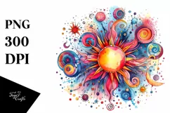 Colorful Watercolor Sun Clipart Product Image 1