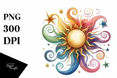 Colorful Watercolor Sun Clipart Product Image 1