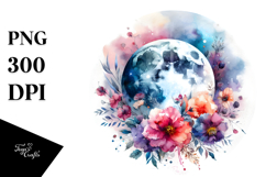 Vibrant Moon with Flowers | Clipart Product Image 1
