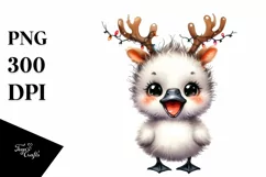Expressive Baby Swan PNG with Reindeer Horns Product Image 3