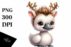 Expressive Baby Swan PNG with Reindeer Horns Product Image 3
