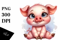 Funny Baby Pig Sitting Clipart Product Image 3