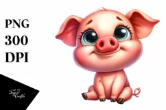 Funny Baby Pig Sitting Clipart Product Image 1