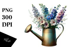 Artistic Watering Can with Delphinium Product Image 1