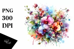 colorful Orchid Abstract | Sublimation | Clipart Product Image 3