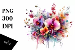Colorful Abstract Vibrant Bouquet | Sublimation | Clipart Product Image 1