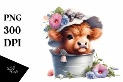 Cute Baby Highland Cow | Sublimation | Clipart Product Image 1