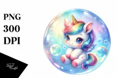 Pastel Baby Unicorn Bubble | Sublimation | Clipart Product Image 1
