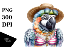 Digital Watercolor Adorned Baby Parrot PNG Product Image 1
