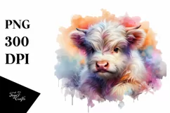 Highland Cow with Abstract Background, PNG Product Image 1