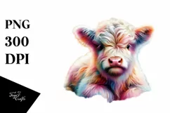 Highland Cow with Abstract Background, PNG Product Image 3