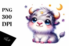 Cute Colorful Baby Musk Ox in Moon Stars Product Image 3
