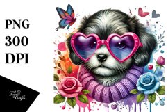 Detailed Puppy Heart Sunglasses PNG Product Image 1