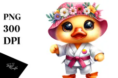 Vibrant Baby Duck with Karate Outfit PNG Product Image 1